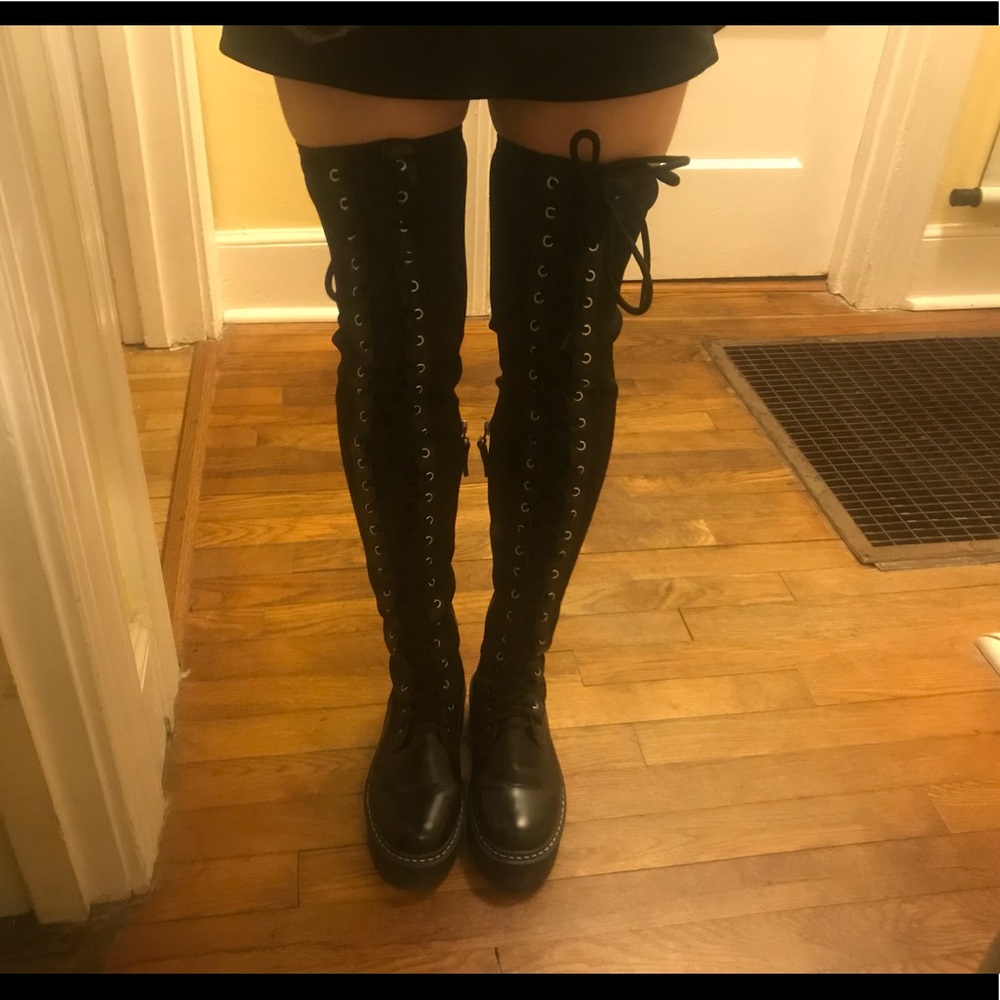 Over the knee lace up boots